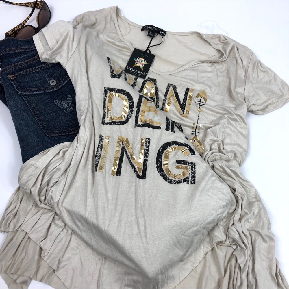 Living Doll Cream “Wandering" Screen-print Tee XL - Picture 2 of 4